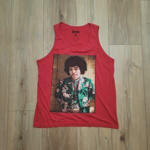 Jimi Hendrix Tank Top Mens M (Tag L Fits Medium 21.5" Chest) 21Men Red Graphic